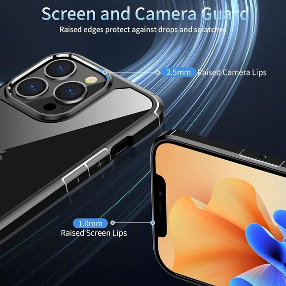 Shockproof Case for iPhone 13 Pro 6.1" – Military Grade Clear PC Black - Picture 4 of 6